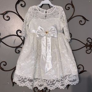 Rare Editions Toddler Girl Glitter Lace Dress With Satin Bow NWT